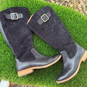KORK EASE THE ORIGINAL BLACK SUEDE RIDING BOOTS KNEE 6.5 GUC BUCKLE